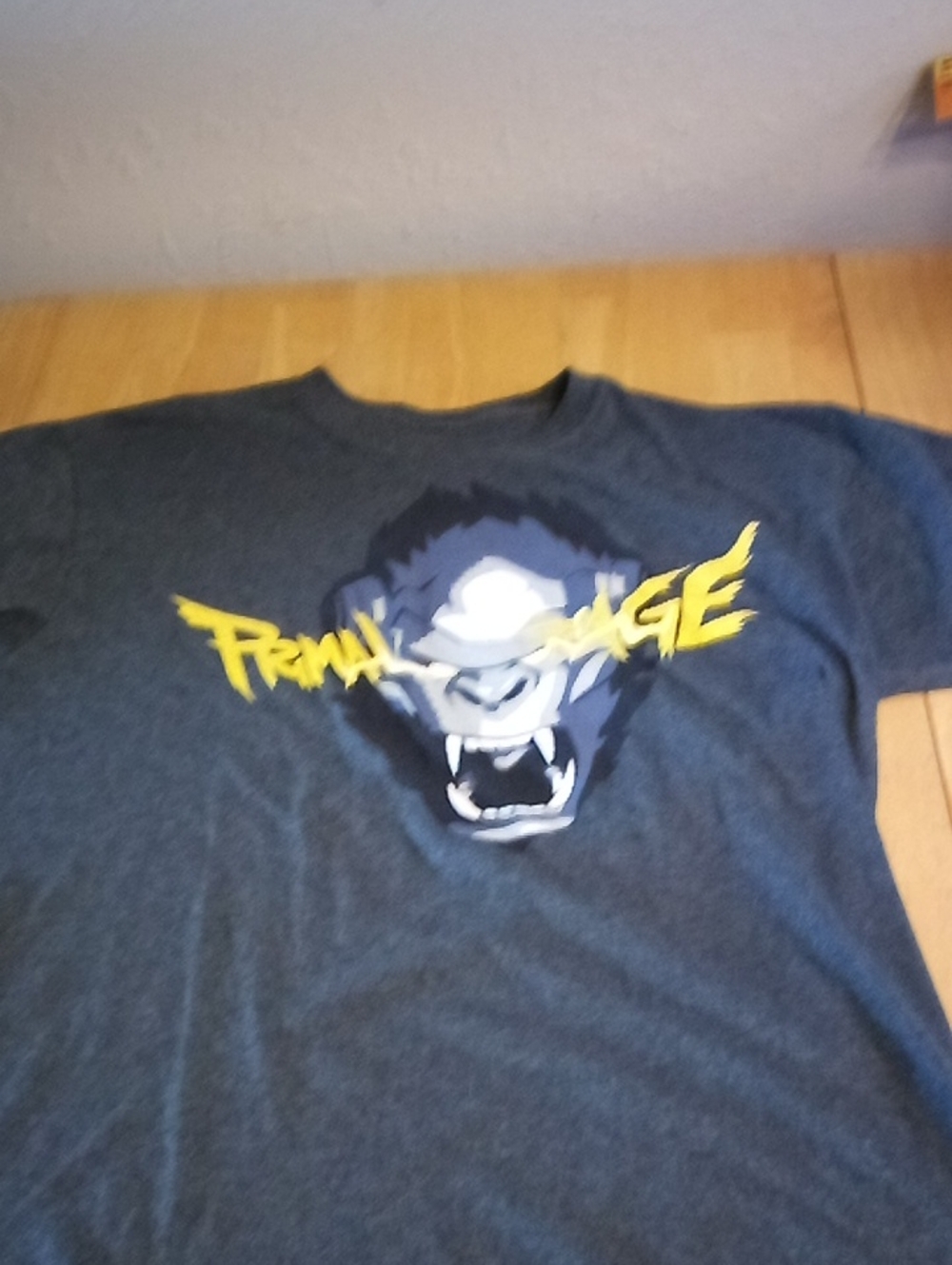 Overwatch Men's Charcoal Tee with Yellow Primal Graphic
